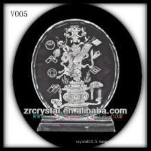 Disque en cristal K9 avec image de sablage